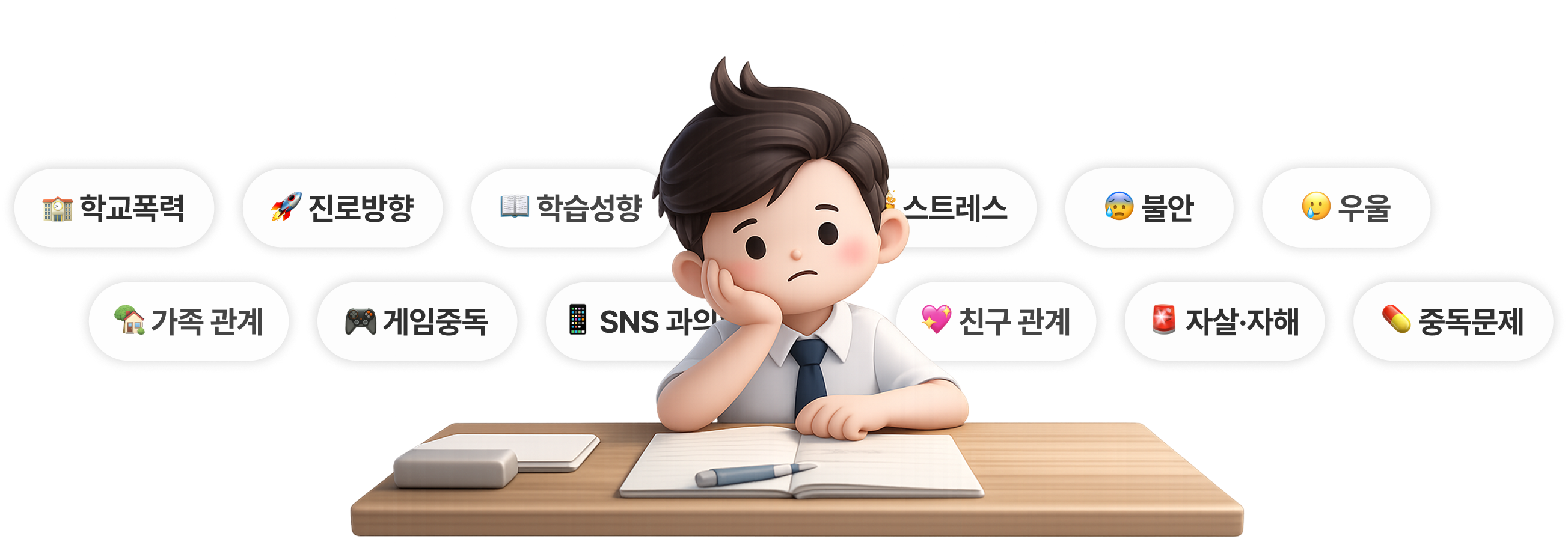 학생이 고민하고 있는 이미지